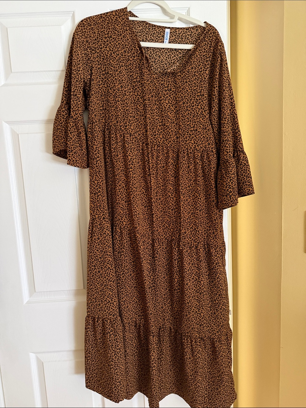 Brown Leopard Print Tiered Maxi Dress - Elegant Everyday Wear